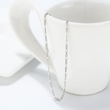 DIAMOND CUT FIGARO LINK CHAIN IN STERLING SILVER
