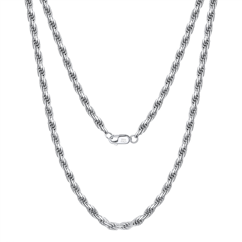 DIAMOND CUT TWISTED ROPE CHAIN NECKACE LIN STERLING SILVER