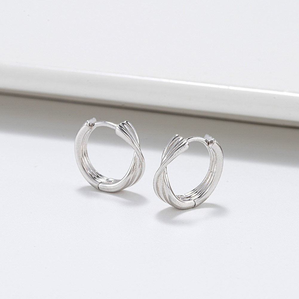 DOUBLE HOOP HUGGIE EARING IN STERLING SILVER