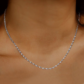 Double Layer Water Wave Chain Necklace in Sterling Silver