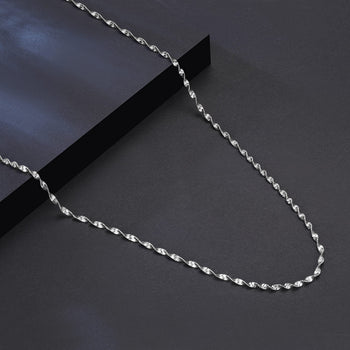 Double Layer Water Wave Chain Necklace in Sterling Silver