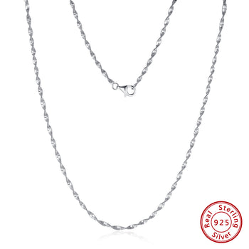 Double Layer Water Wave Chain Necklace in Sterling Silver