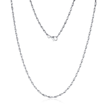 Double Layer Water Wave Chain Necklace in Sterling Silver