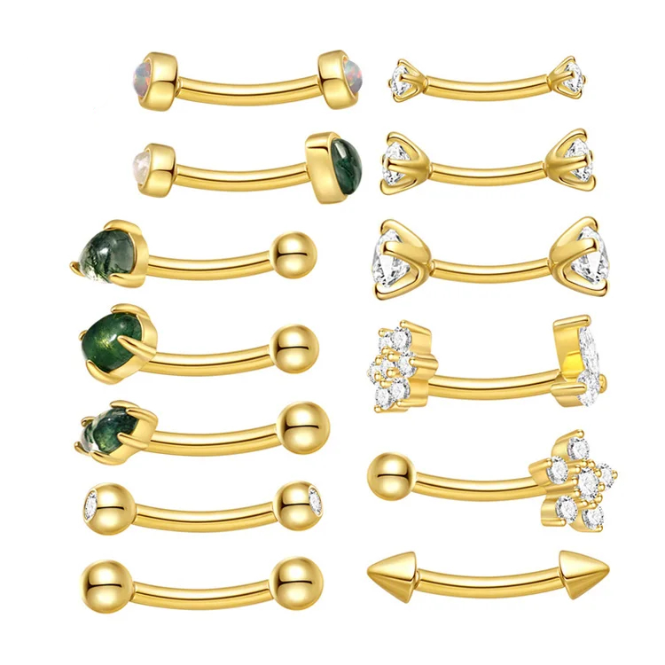 DOUBLE MOUNT CURVED BARBELL BODY PIERCINGS IN STERLING SILVER