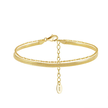 DOUBLE STACK SNAKE CHAIN BRACELET IN STERLING SILVER