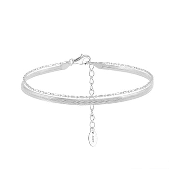 DOUBLE STACK SNAKE CHAIN BRACELET IN STERLING SILVER