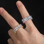 DOUBLE LAYER MOISSANITE DIAMOND ETERNITY RING IN STERLING SILVER