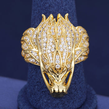 Bague tête de dragon en moissanite et argent sterling