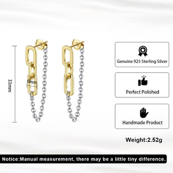 DUAL LINK CHAIN DROP EARRINGS IN STERLING SILVER