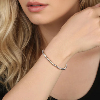 DUAL TONE BEADED CHAIN BRACELET IN STERLING SILVER