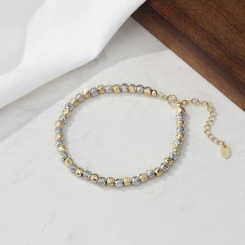 DUAL TONE BEADED CHAIN BRACELET IN STERLING SILVER