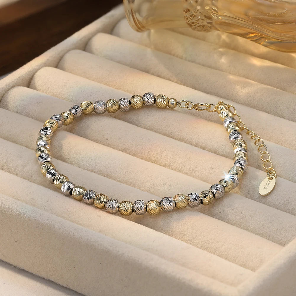 DUAL TONE BEADED CHAIN BRACELET IN STERLING SILVER