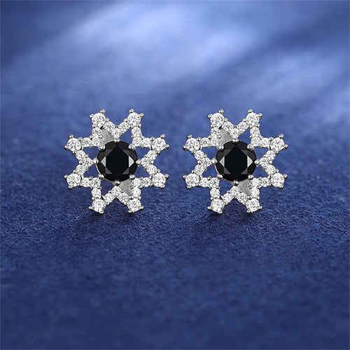 EIGHT POINTED STAR MOISSANITE STUD EARRINGS IN STERLING SILVER