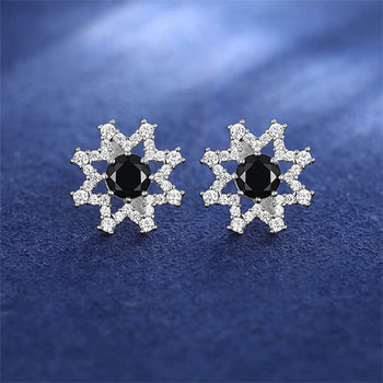 EIGHT POINTED STAR MOISSANITE STUD EARRINGS IN STERLING SILVER - IVORY & EBONY