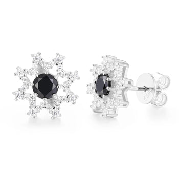 EIGHT POINTED STAR MOISSANITE STUD EARRINGS IN STERLING SILVER - IVORY & EBONY