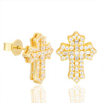 EMERALD CUT MOISSANITE CROSS STUD EARRINGS IN STERLING SILVER