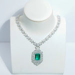 LAB GROWN EMERALD/RUBY/SAPPHIRE GEMSTONE WITH MOISSANITE PENDANT NECKLACE IN 14K GOLD