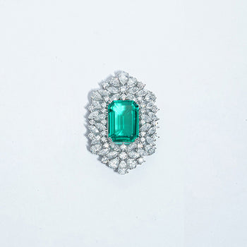 LAB GROWN EMERALD/RUBY/SAPPHIRE GEMSTONE WITH MOISSANITE PENDANT NECKLACE IN 14K GOLD