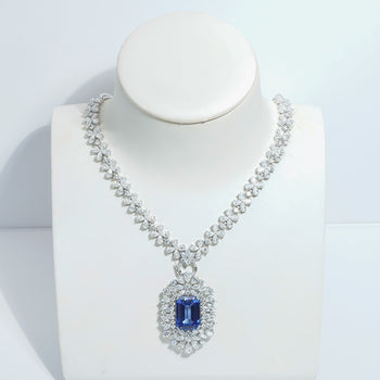 LAB GROWN EMERALD/RUBY/SAPPHIRE GEMSTONE WITH MOISSANITE PENDANT NECKLACE IN 14K GOLD