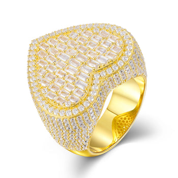 EMERALD CUT MOISSANITE DIAMOND HEART RING IN STERLING SILVER - IVORY & EBONY