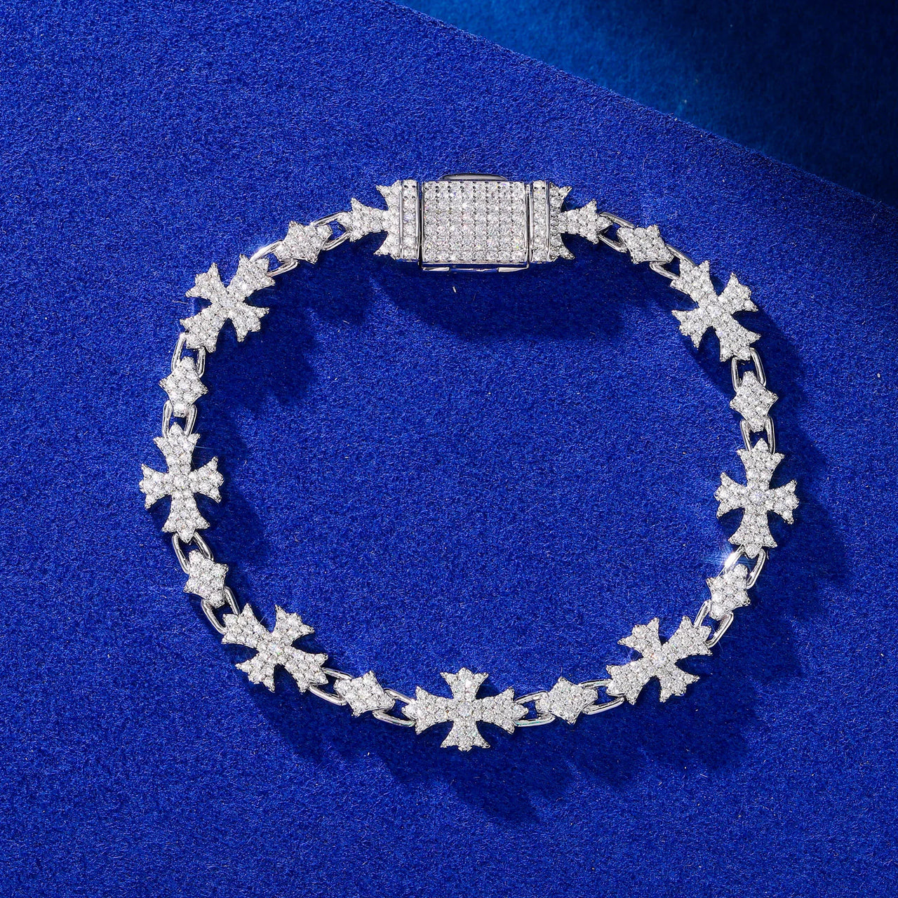 ETERNAL CROSS MOISSANITE BRACELET IN STERLING SILVER