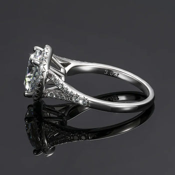 ETERNITY 3CT 9MM MOISSANITE RING ENGAGEMENT RING IN STERLING SILVER - IVORY & EBONY