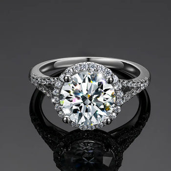 ETERNITY 3CT 9MM MOISSANITE RING ENGAGEMENT RING IN STERLING SILVER - IVORY & EBONY
