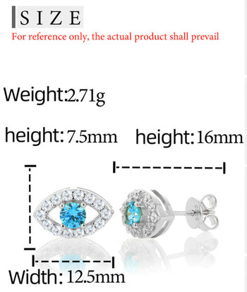 Boucles d'oreilles puces en moissanite Evil Eyes en argent sterling 