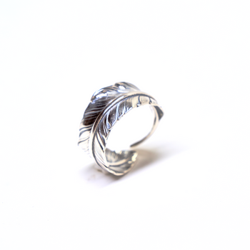 Bague plume en argent massif