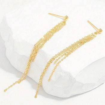 FINE CHAIN DROP EARRINGS IN STERLING SILVER