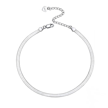 FLAT HERRINGBONE ANKLET IN STERLING SILVER