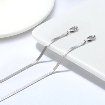 FLAT HERRINGBONE ANKLET IN STERLING SILVER