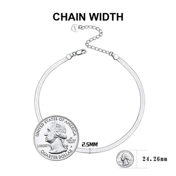 FLAT HERRINGBONE ANKLET IN STERLING SILVER