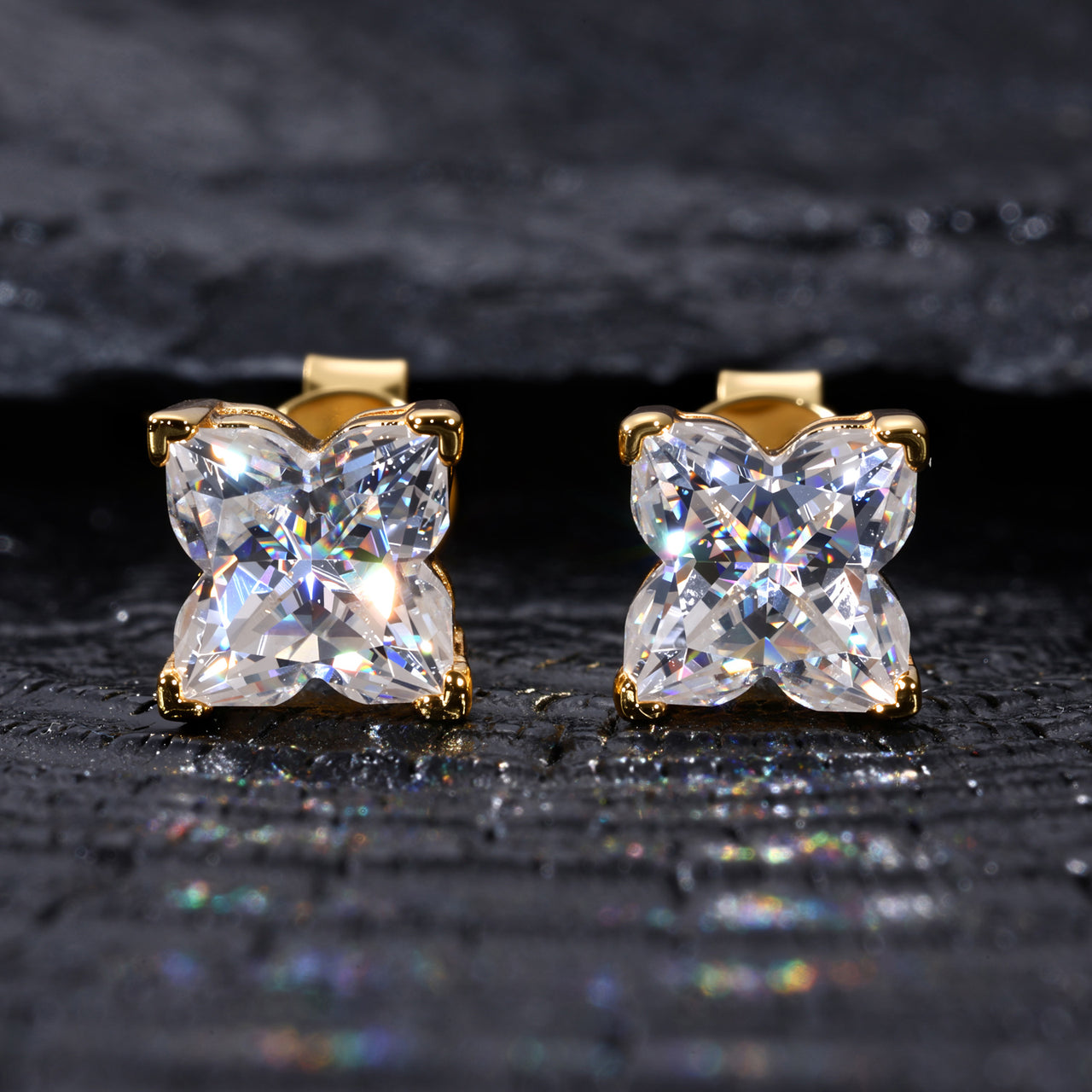 MOISSANITE FLORAL STUD EARRINGS IN STERLING SILVER