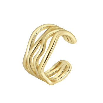 FLOWLINE TRIPLE BAND ADJUSTABLE RING IN STERLING SILVER
