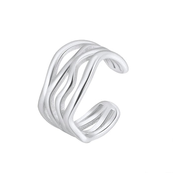 FLOWLINE TRIPLE BAND ADJUSTABLE RING IN STERLING SILVER