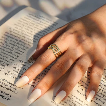 FLOWLINE TRIPLE BAND ADJUSTABLE RING IN STERLING SILVER