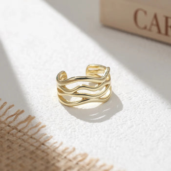 FLOWLINE TRIPLE BAND ADJUSTABLE RING IN STERLING SILVER