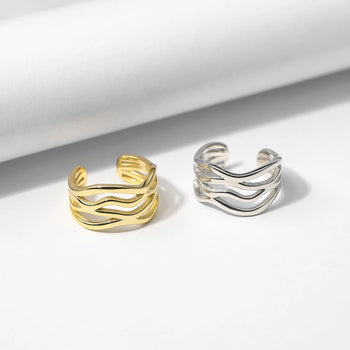 FLOWLINE TRIPLE BAND ADJUSTABLE RING IN STERLING SILVER