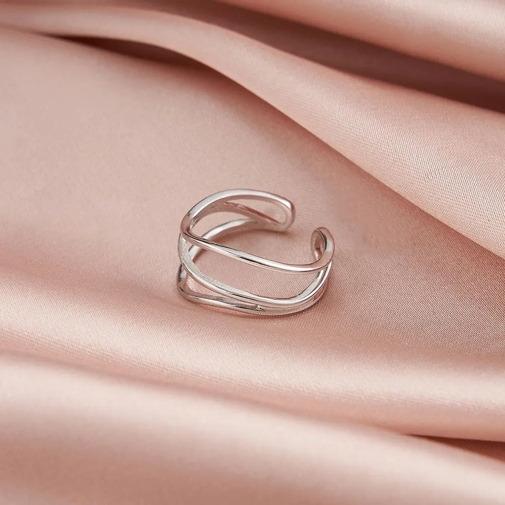 FLOWLINE WRAP OPEN RING IN STERLING SILVER