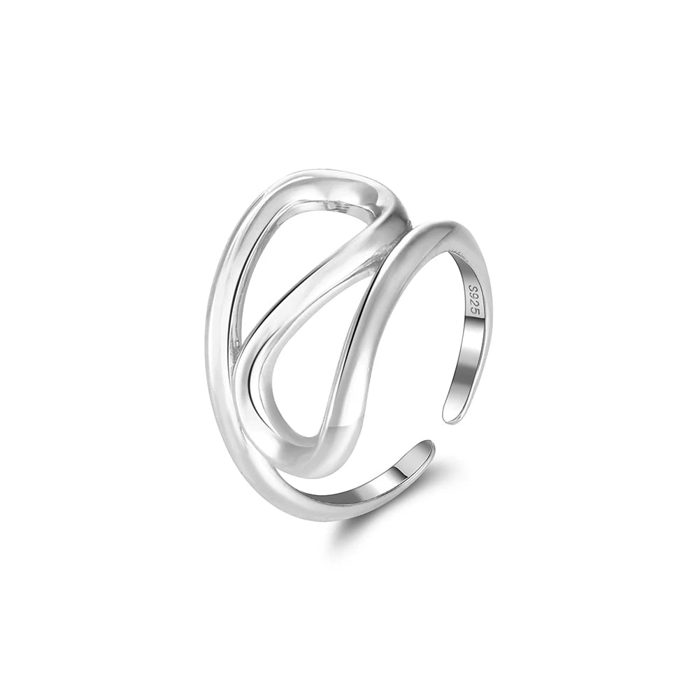 FLUID LOOP OPEN RING IN STERLING SILVER
