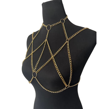 GEOMETRIC RING BODY CHAIN BRALETTE