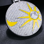 MOISSANITE GLOW IN THE DARK SUN AND MOON COIN PENDANT IN STERLING SILVER