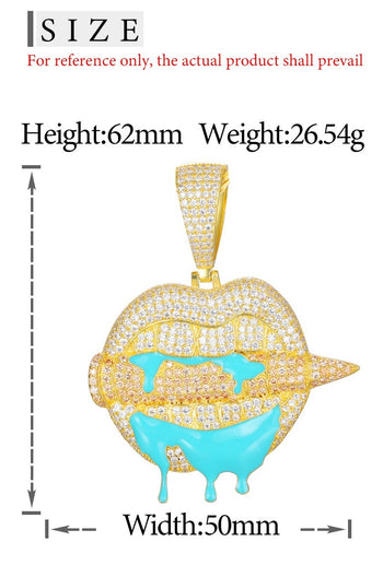 MOISSANIT-ANHÄNGER IN LIPPENFORM, DER IM DUNKELN LEUCHTET, AUS STERLINGSILBER