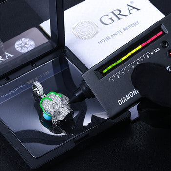 Pendentif tête de mort en moissanite phosphorescente et argent sterling