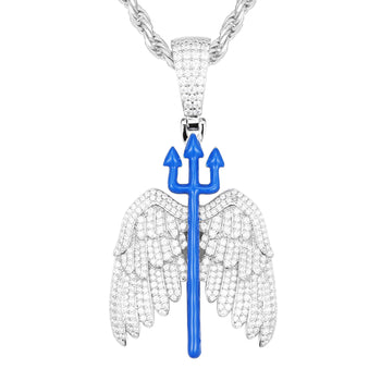 Pendentif trident en émail moissanite phosphorescent et argent sterling
