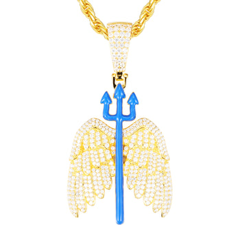 Pendentif trident en émail moissanite phosphorescent et argent sterling