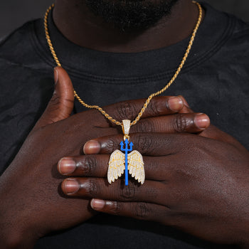 Pendentif trident en émail moissanite phosphorescent et argent sterling