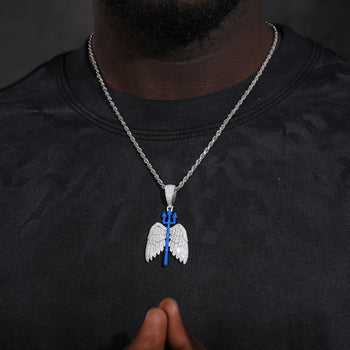 Pendentif trident en émail moissanite phosphorescent et argent sterling