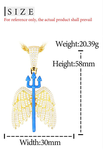 Pendentif trident en émail moissanite phosphorescent et argent sterling